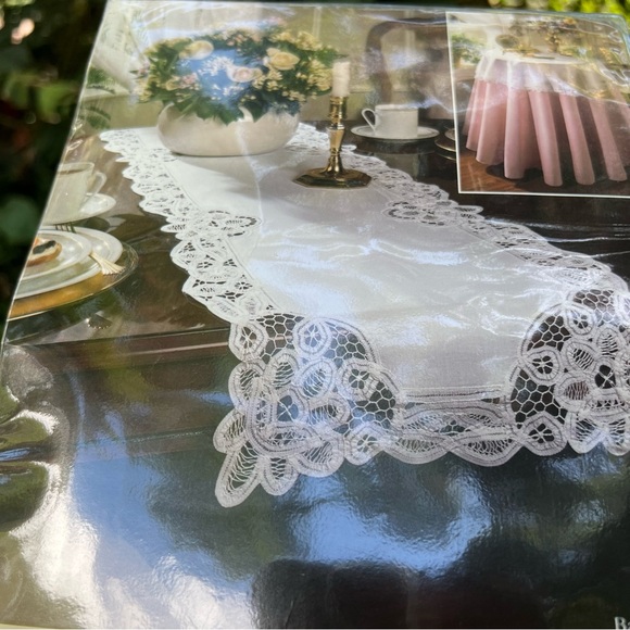 Vintage Battenburg Lace Lace Dresser Table Runner Coffee Table Elizabeth Gray - Picture 10 of 15